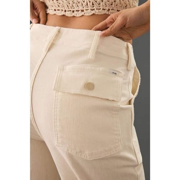 Mother Patch Pocket Private Ankle Fray Crop Jean Cream Puffs Off White 30 - Picture 5 of 16